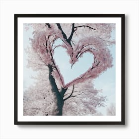 Heart Tree Pink Leaves Love Is In Bloom Art Print
