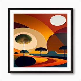 Landscape At Sunset Art Print