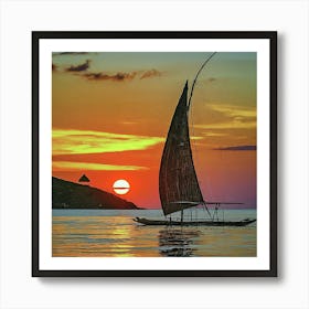 Sunset Sailboat Art Print