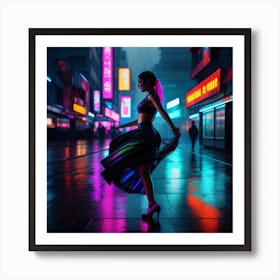 Woman rain dancing Art Print