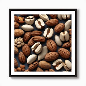 Nuts On A Black Background 1 Art Print