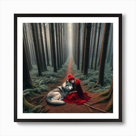 Girl with a wolf Art Print