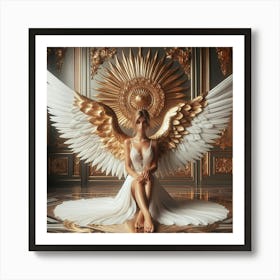 Angel With Golden Wings Art Print