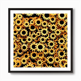 Realistic Gear Flat Surface Pattern For Background Use (82) Art Print