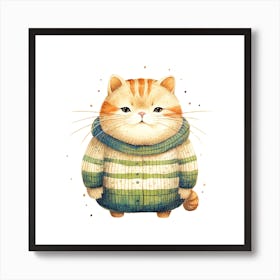 Cute Cat In Sweater Art Print