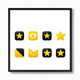 Collection Of Bright 5 Star Feedback Symbols Modern White And Gold Isolated Shiny Elements Black 2 1 Art Print