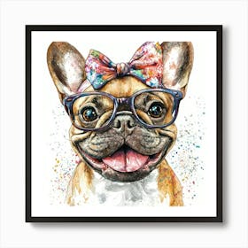 French Bulldog With Glasses 3 Art Print