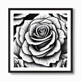 Black And White Roses 2 Art Print