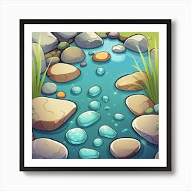 Small Stream With Rocks Art Print