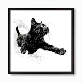 Black Cat Flying Art Print