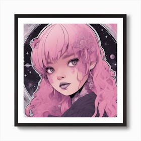 Pink Haired Girl minimalistic style Affiche