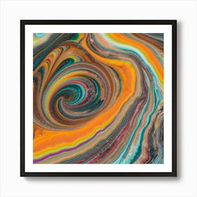 Close-up of colorful wave of tangled paint abstract art 8 Art Print