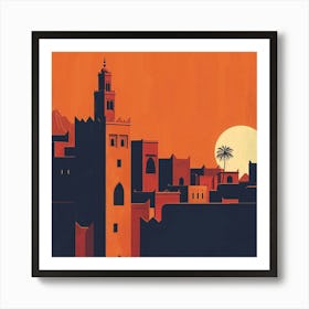 Moroccan City At Sunset Art Print