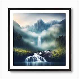 Blue Mountain Waterfall Art Print