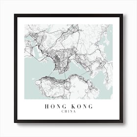 Hong Kong China Street Map Color Square Art Print