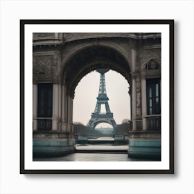 Eiffel Tower Monochromatic Landscape Art Print