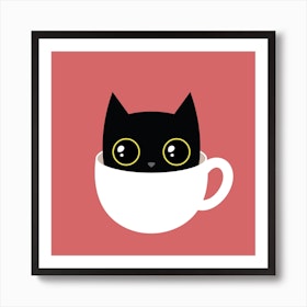 Coffee Cat Square Art Print