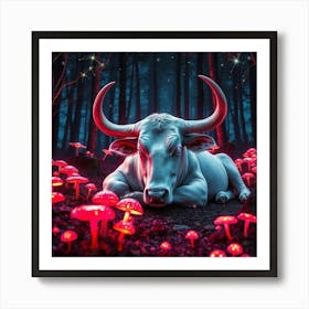 Cow In The Forest 1 Art Print