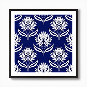 Floral Pattern with White Flowers Art Print