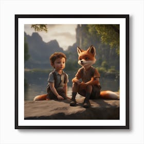 Fox And The Hare Art Print