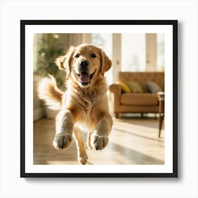 Golden Retriever Jumping 1 Art Print