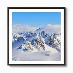 Aerial View Of Snowy Mountains Poster