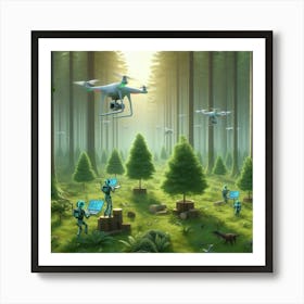 Drones In The Forest 2 Art Print