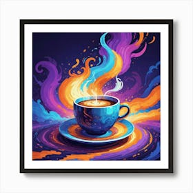 Coffee Cup With Colorful Swirls Art Print