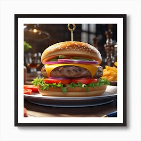Hamburger On A Plate 196 Art Print