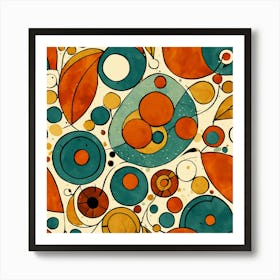 Abstract Circles, Floral Pattern, Abstract Piece With Organic Shapes And Earthy Colors art print Art Print