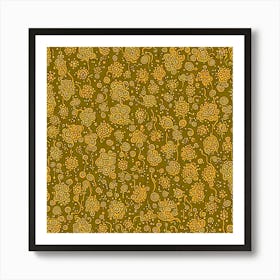 A Pattern Featuring Amoeba Like Blobs Shapes With Edges, Flat Art, 123 Art Print