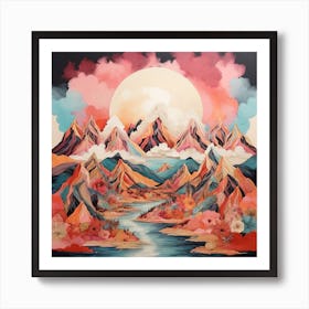 Boho Art Mountains Art Print