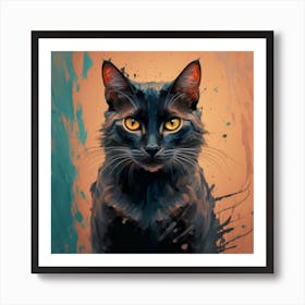 Black Cat Painting Art Print