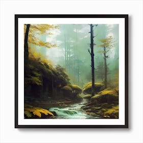 Waterfall In The Forest 35 Art Print