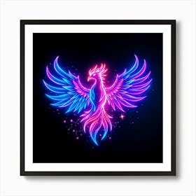 Explosion Of Neon Color Phoenix Art Print