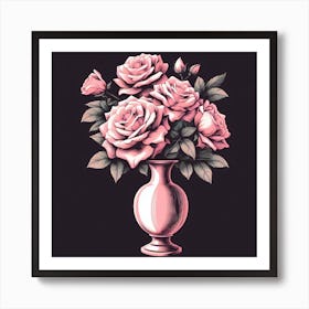 Pink Roses In A Vase 8 Art Print