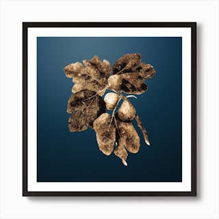 Gold Botanical Fig on Dusk Blue Art Print by holyrockarts - Fy