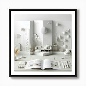 White Living Room Art Print