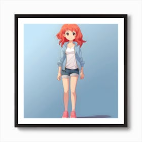 Anime Girl With Red Hair 2 Art Print