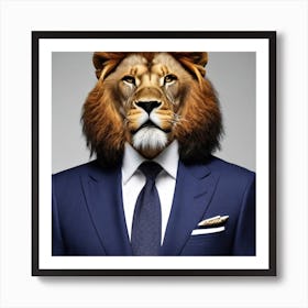 Lion In Business Suit Art Print