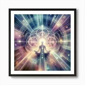 Meditating Man In Space Art Print