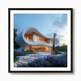 Acoustic Guitar House Art Print