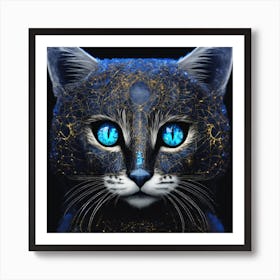 Cat With Blue Eyes Art Print