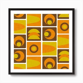 70s Cube Geo Brown Art Print