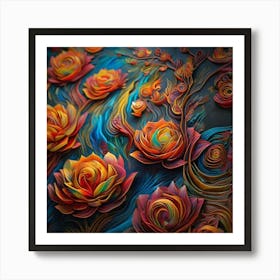 Abstract Roses Art Print