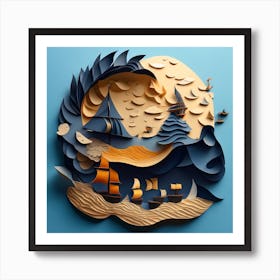 Paper art navy 02 Art Print