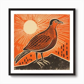 Retro Bird Lithograph Partridge 1 Art Print