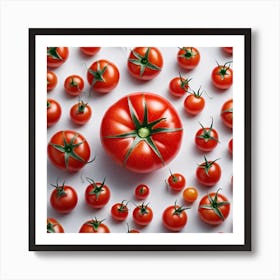 Red Tomatoes On White Background 1 Art Print