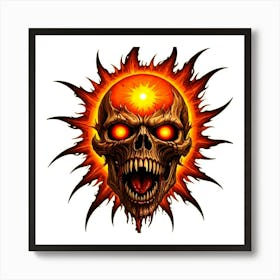 Skull With Flames Art Print