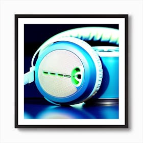 Blue Headphones Art Print